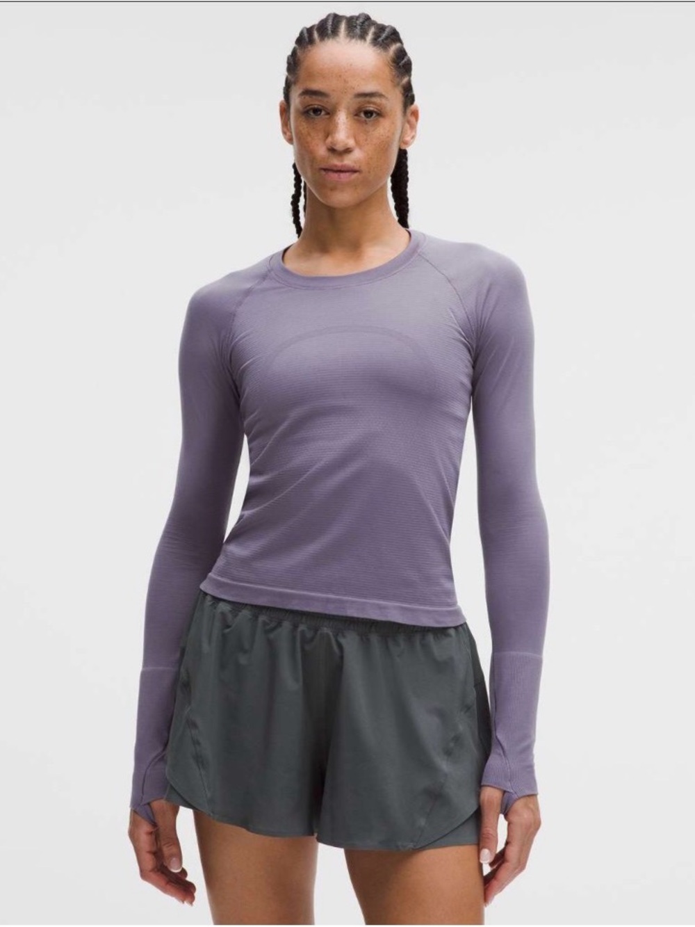 #322 Lululemon Swiftly Tech Long Sleeve 2.0 Waist Length Grape Mist Size 10